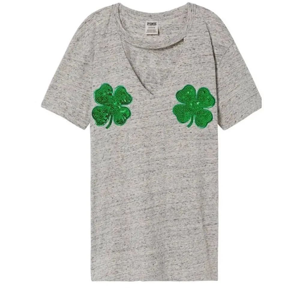PINK St. Patricks St. Patty's IRISH BLING Campus T-Shirt Tee XS